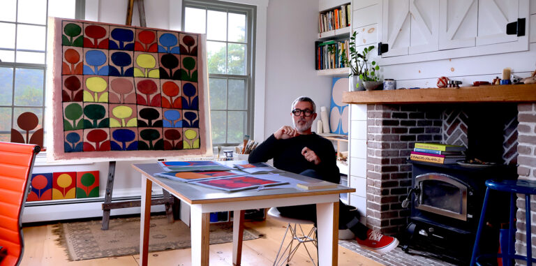 Photograph of the artist Christopher David Ryan in his art studio.